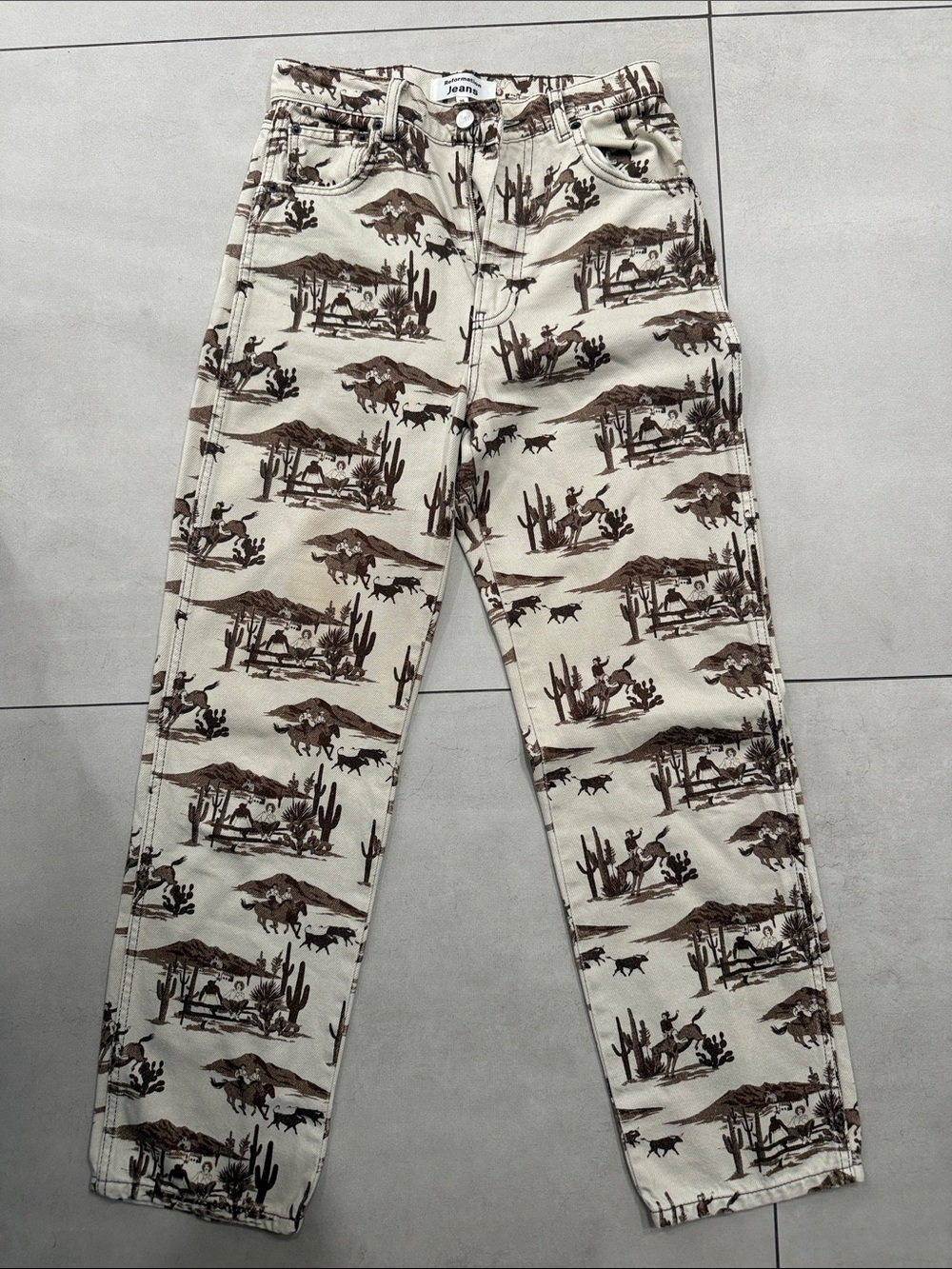 Reformation Desert Print Chinos in Cream and Brown